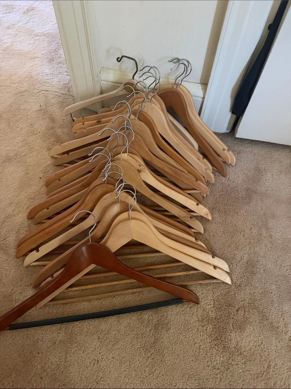 Set of 24 Natural Wood Clothing Hangers –